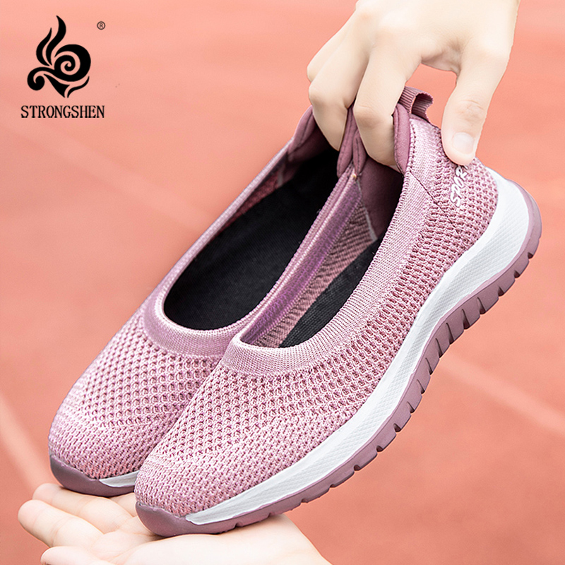 Women Shoes Qc - STRONGSHEN Women Flat Shoes Fashion Mesh