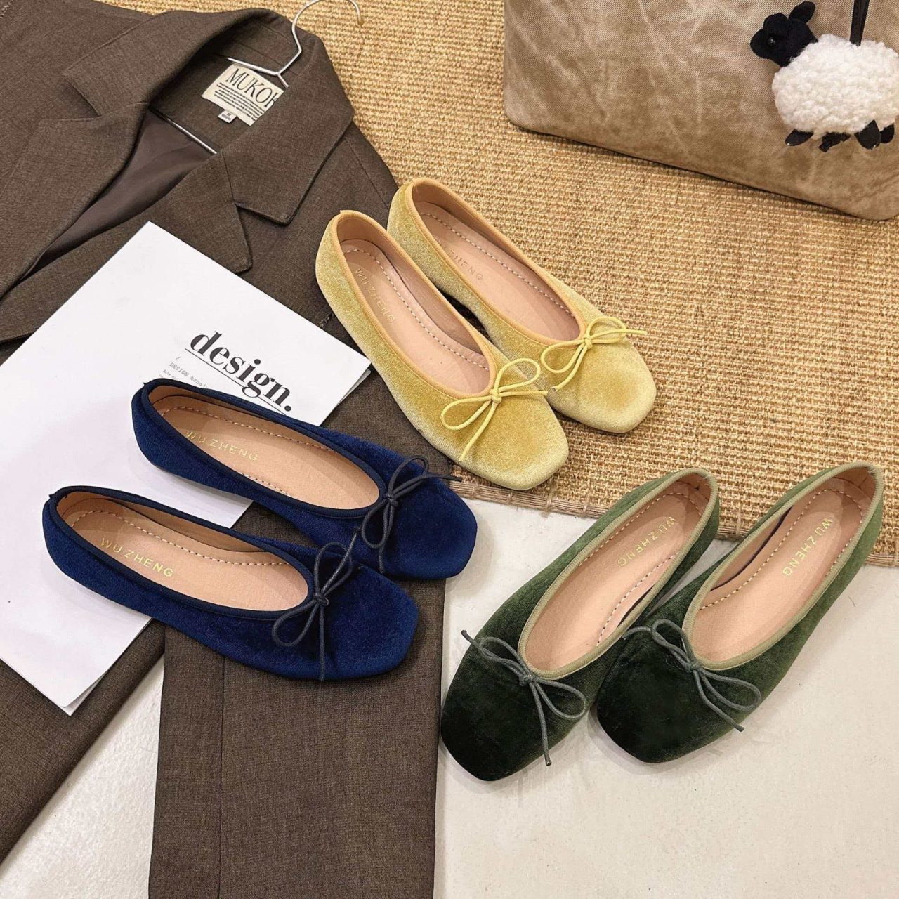 Women'S Shoes Round Toe - French-style high-end velvet ballet flats for