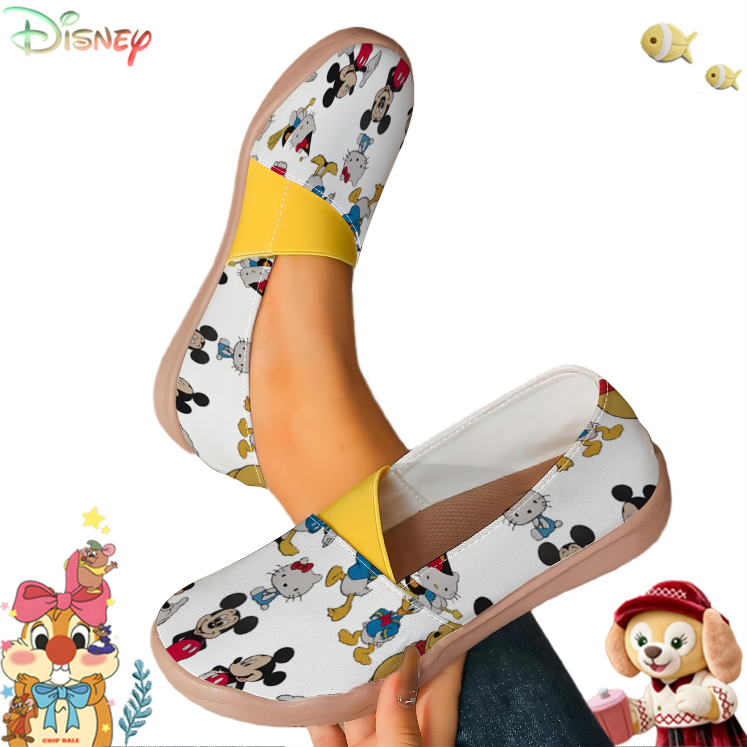 Loafer Flat Women - Women’s Disney Multi-Character Print Slip-On Shoes,