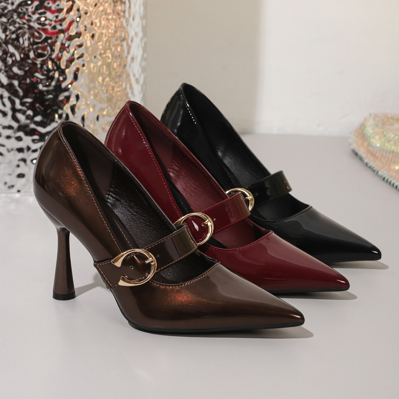 New European-style elegant sti - Women'S Shoes Burgundy ulasan dan harga