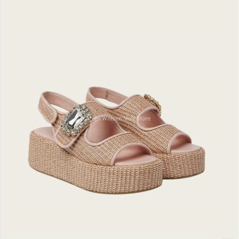 Hemp Woven Thick Soled Sandals - Women'S Shoes Hands Free ulasan dan harga