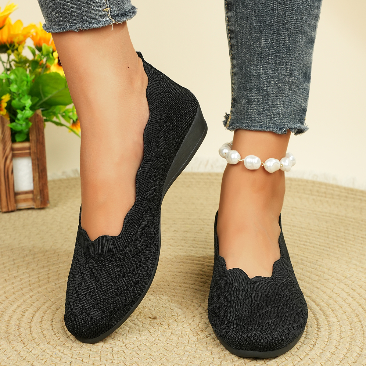 Women's Breathable Knit Flats  - Women'S Shoes Large ulasan dan harga