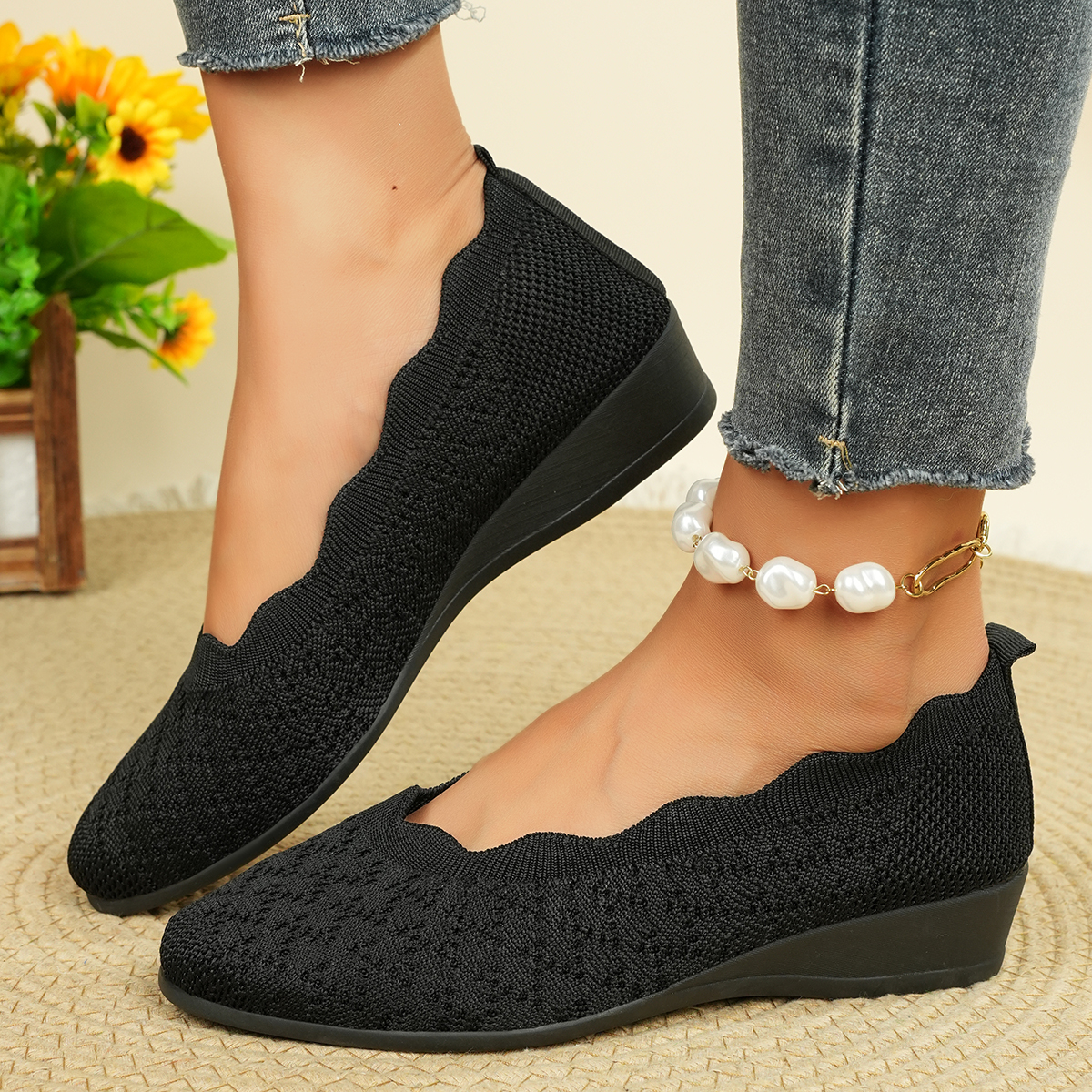 Women's Breathable Knit Flats  - Women'S Shoes Large ulasan dan harga