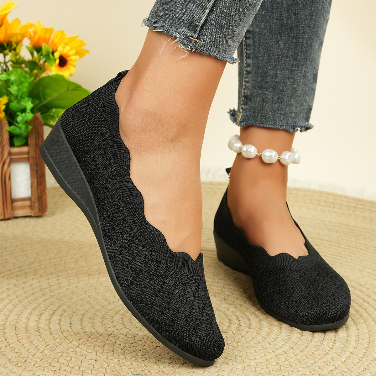 Women's Breathable Knit Flats  - Women'S Shoes Large ulasan dan harga
