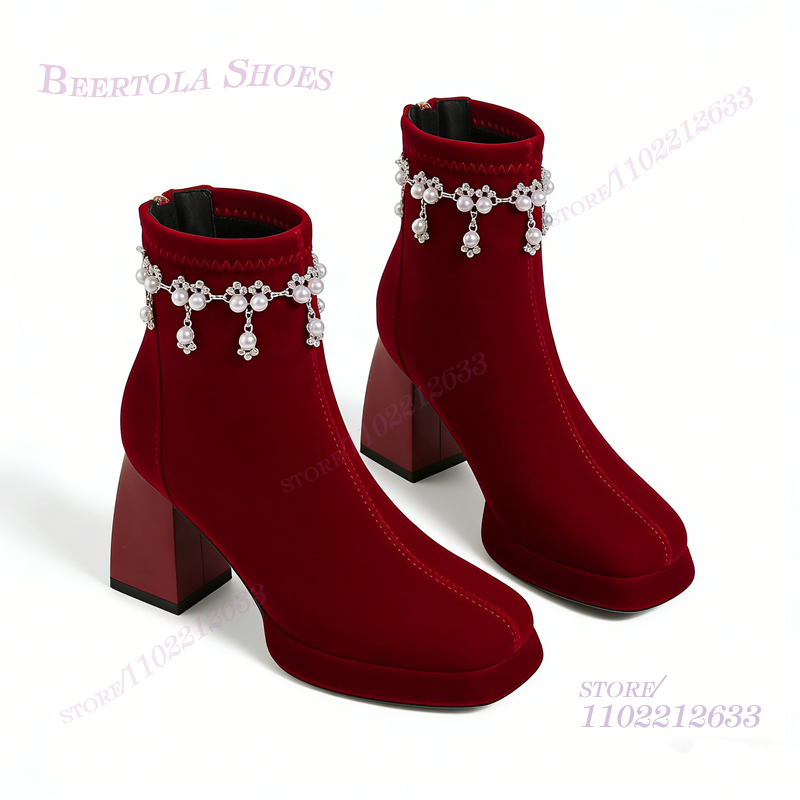 Dark Burgundy Velvet Ankle Tas - Women'S Shoes Burgundy ulasan dan harga