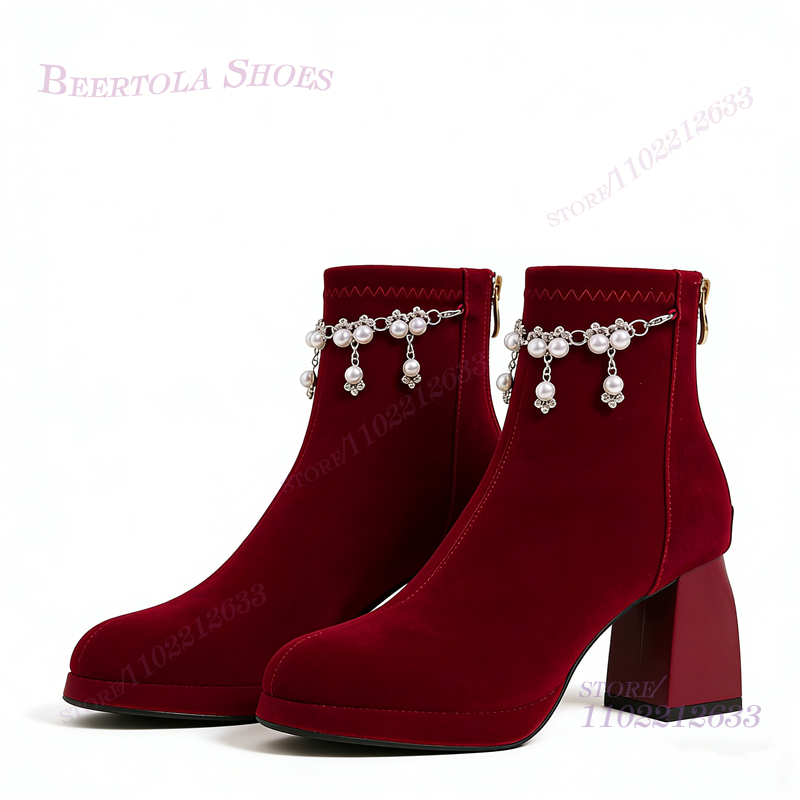 Dark Burgundy Velvet Ankle Tas - Women'S Shoes Burgundy ulasan dan harga
