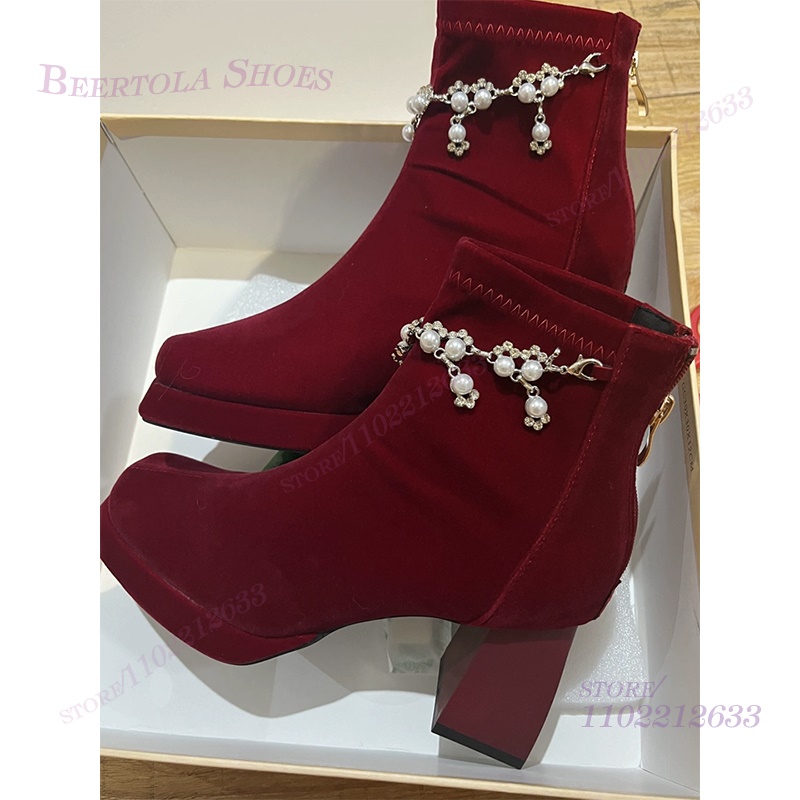 Dark Burgundy Velvet Ankle Tas - Women'S Shoes Burgundy ulasan dan harga