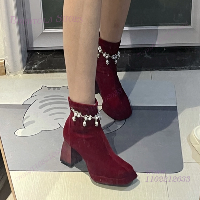 Dark Burgundy Velvet Ankle Tas - Women'S Shoes Burgundy ulasan dan harga