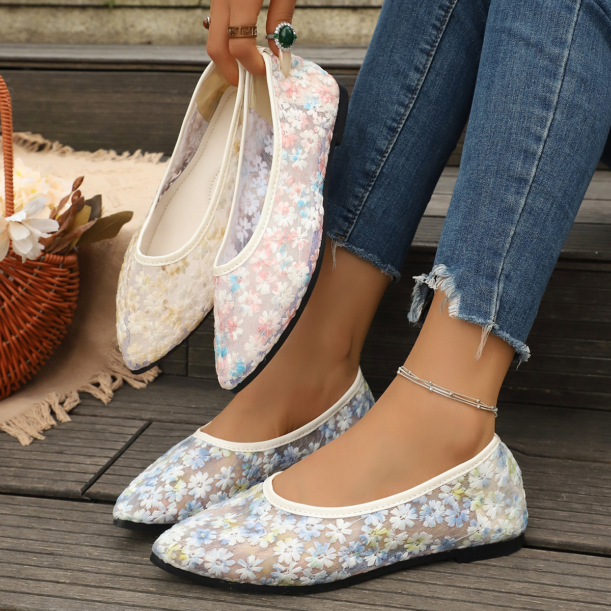 Summer Elegant Flower Low Heel - Women'S Shoes Large ulasan dan harga