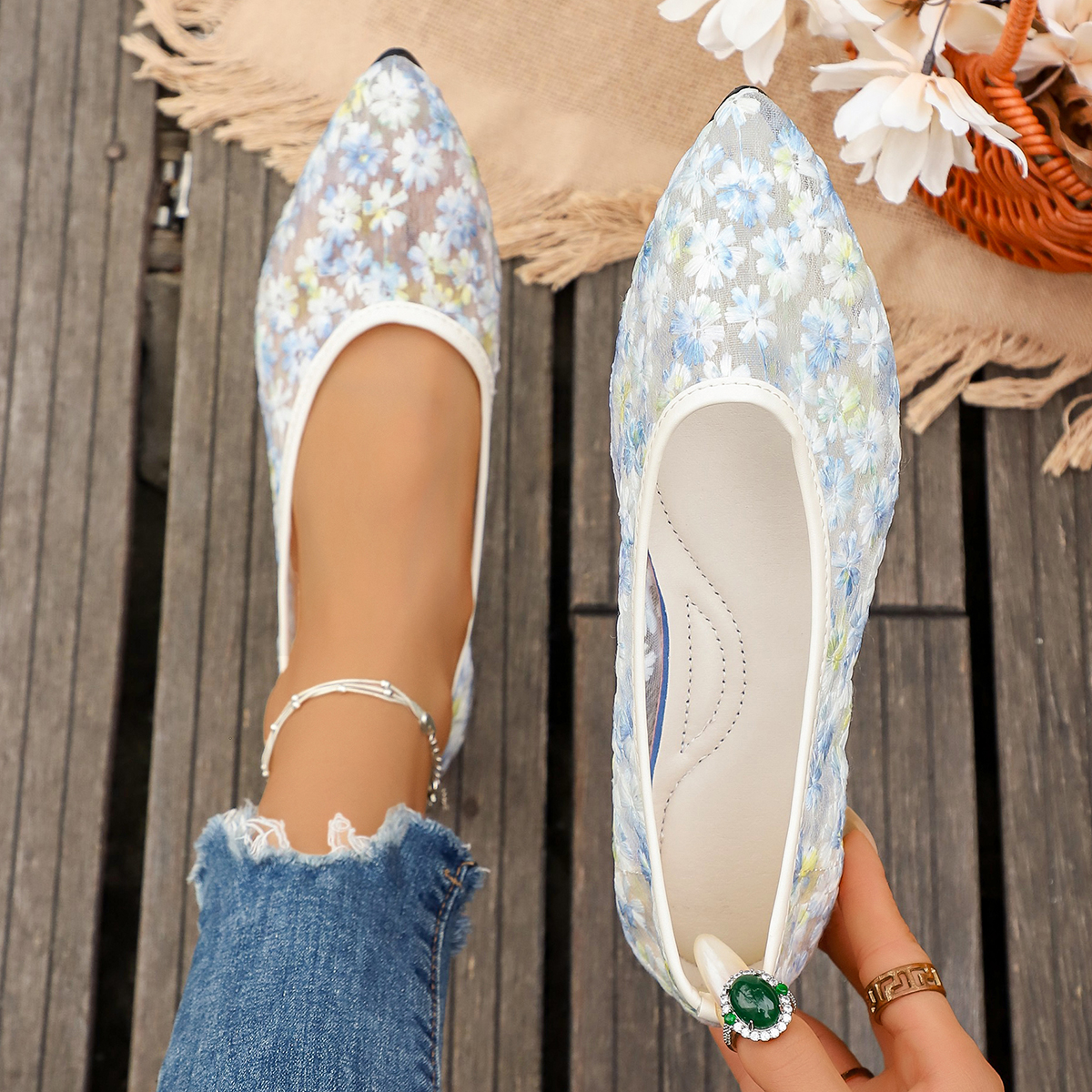 Summer Elegant Flower Low Heel - Women'S Shoes Large ulasan dan harga