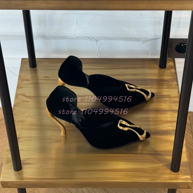 Metal Decor Black Suede Cover  - Women Shoes Model ulasan dan harga