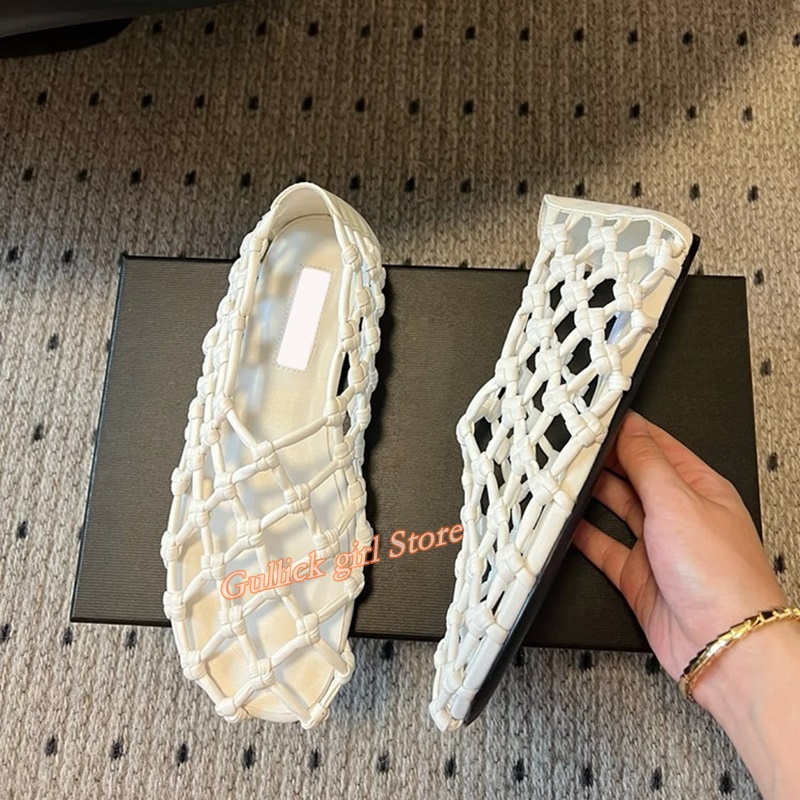 French Woven Mesh Hollow flat  - Women'S Shoes Round Toe ulasan dan harga