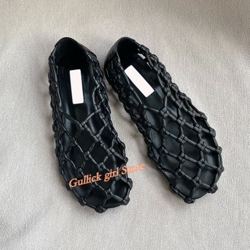 French Woven Mesh Hollow flat  - Women'S Shoes Round Toe ulasan dan harga
