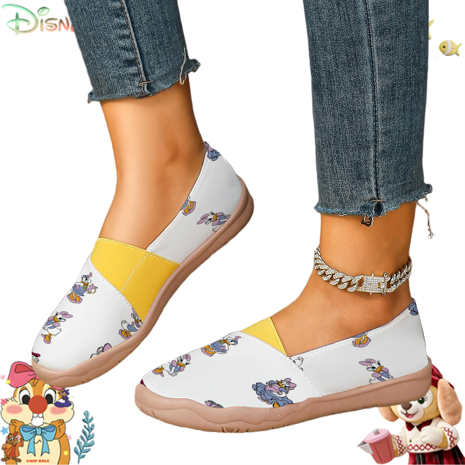 Women's White Daisy Duck Carto - Loafer Flat Women ulasan dan harga