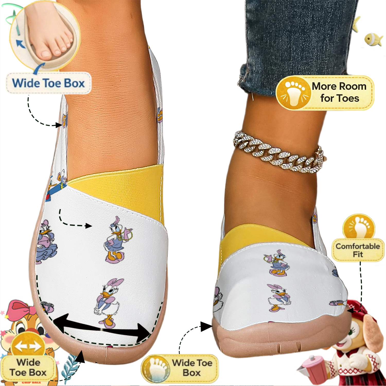 Women's White Daisy Duck Carto - Loafer Flat Women ulasan dan harga