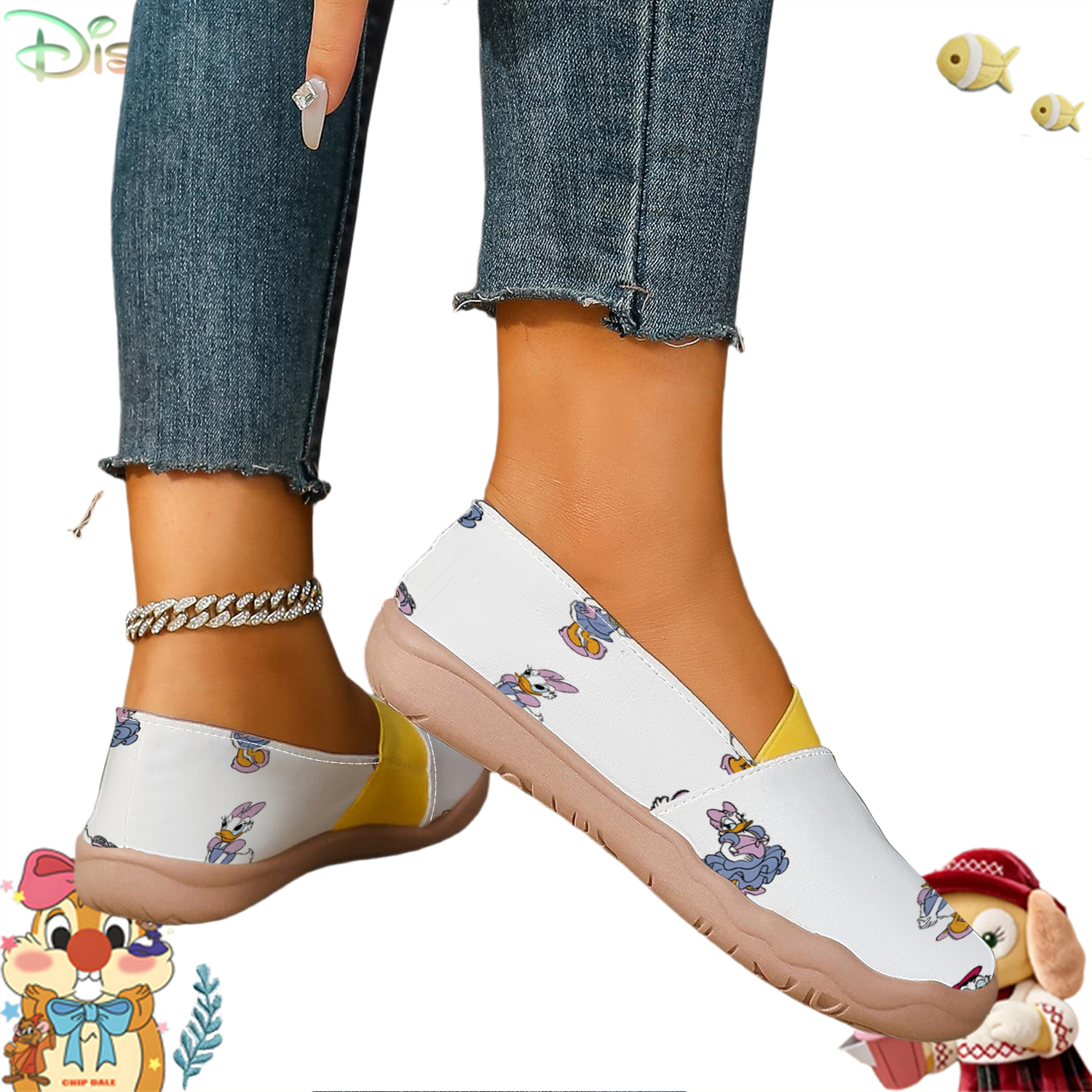 Women's White Daisy Duck Carto - Loafer Flat Women ulasan dan harga