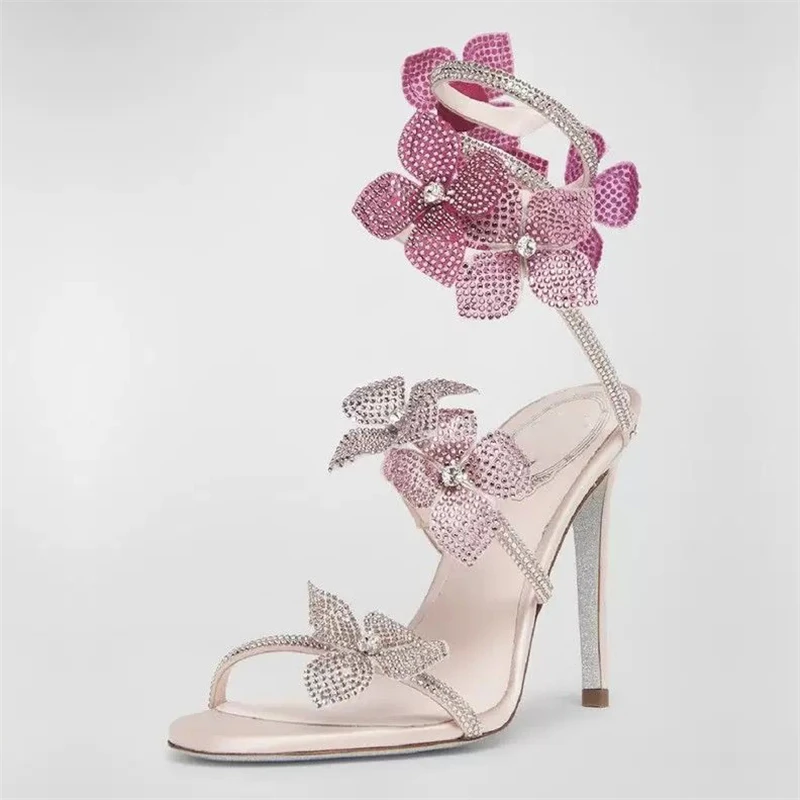 Eilyken Sexy CRYSTAL Flower Th - Strappy Heeled Sandals ulasan dan harga