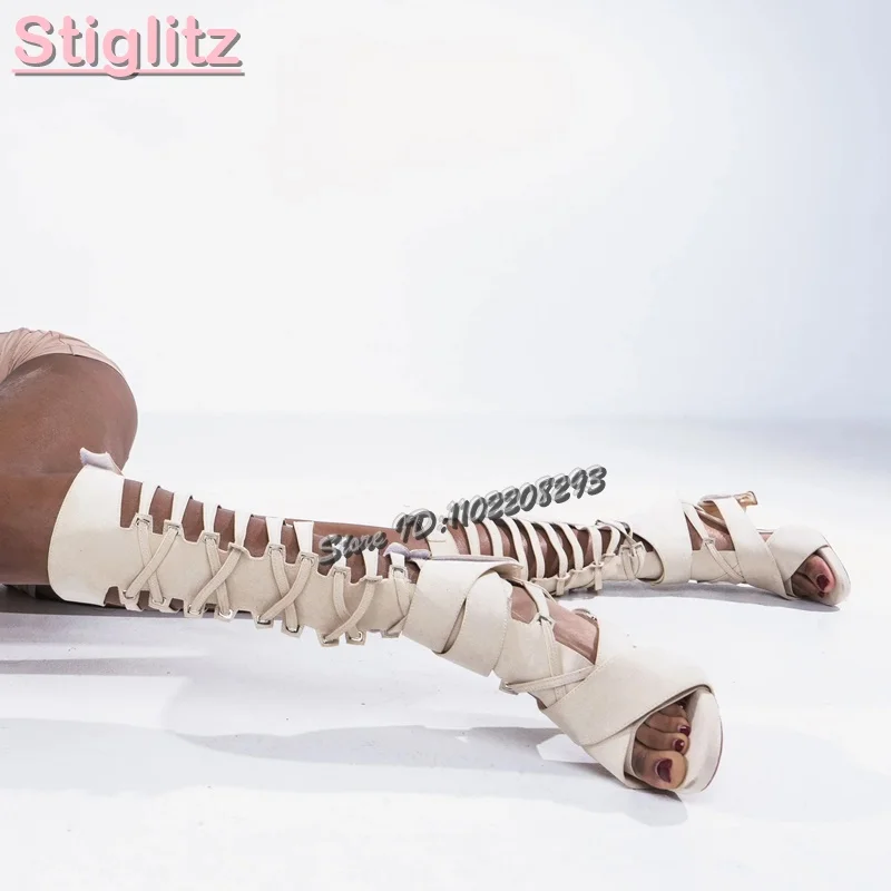 Retro Cross-tied Roman Sandals - Strappy Heeled Sandals ulasan dan harga