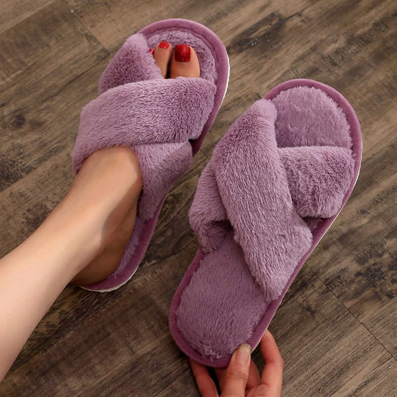 Autumn Winter Fluffy Fur Slipp - Women Shoes Winter ulasan dan harga