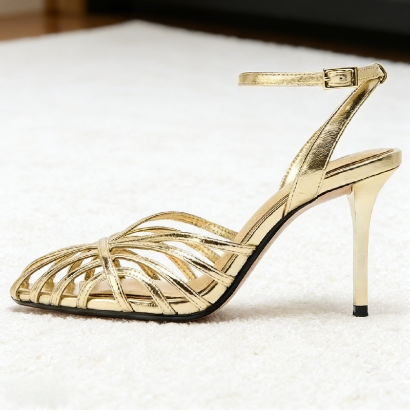 Sexy Gold Hollow Narrow Band H - Women Shoes Model ulasan dan harga